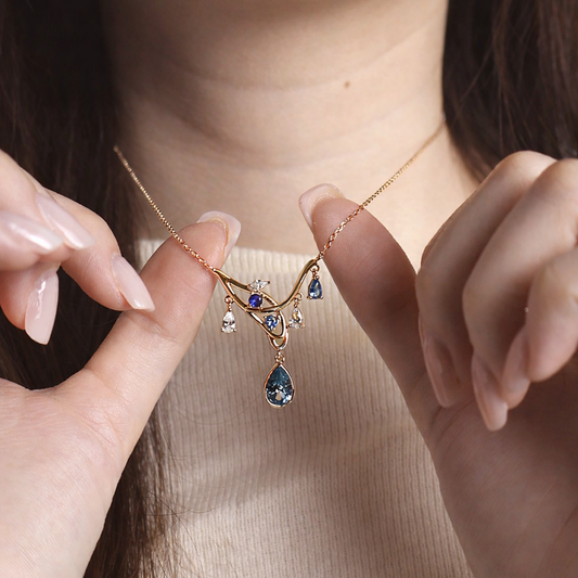 BLUE SIDE NECKLACE - CHAMPAGNE GOLD