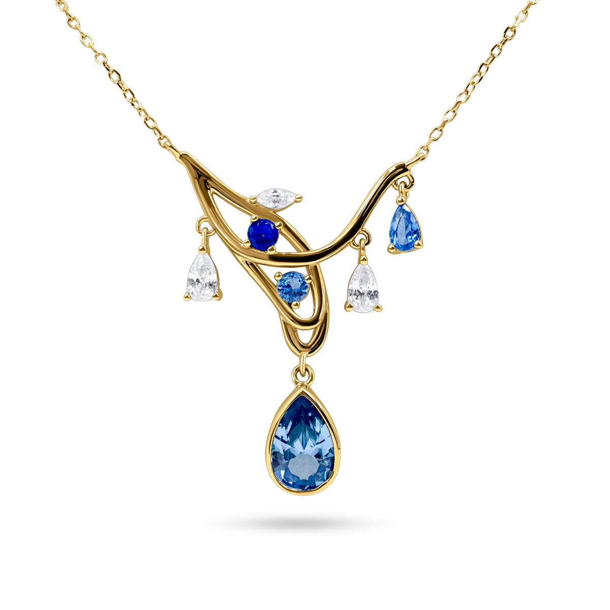 BLUE SIDE NECKLACE - CHAMPAGNE GOLD