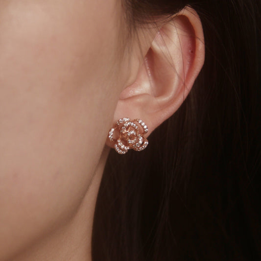 FLOWER ROSE GOLD EARRINGS