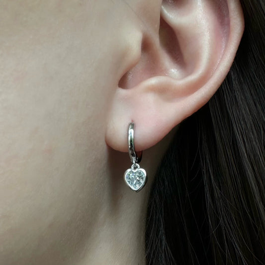 HEART DIAMOND BEZEL EARRINGS