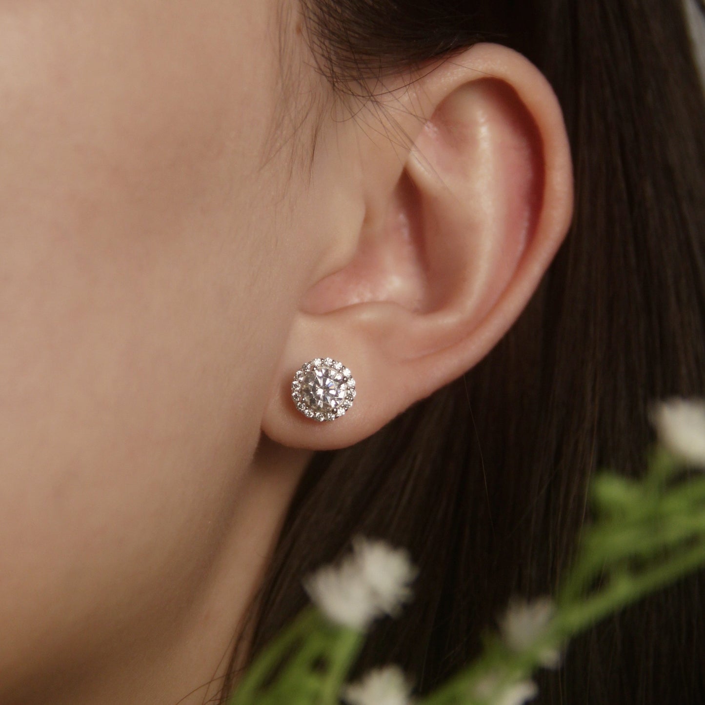 ROUND DIAMOND HALO EARRINGS