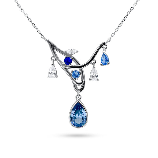 BLUE SIDE NECKLACE - WHITE GOLD