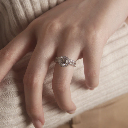 ROUND DIAMOND HALO RING STACK